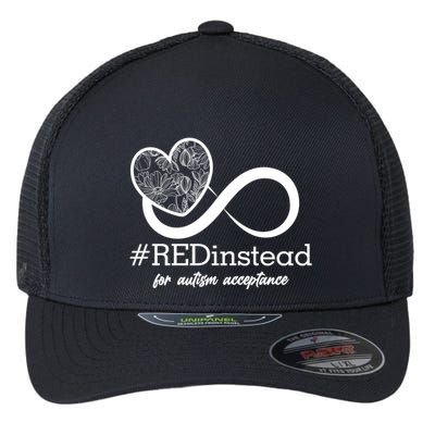 #Red Instead For Autism Acceptance Flexfit Unipanel Trucker Cap