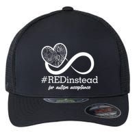 #Red Instead For Autism Acceptance Flexfit Unipanel Trucker Cap