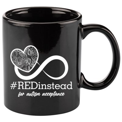 #Red Instead For Autism Acceptance 11oz C Handle Ceramic Mug