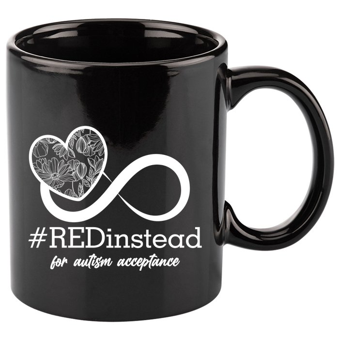 #Red Instead For Autism Acceptance 11oz C Handle Ceramic Mug