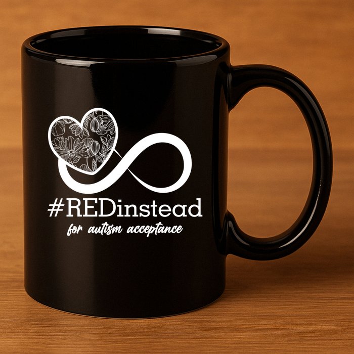#Red Instead For Autism Acceptance 11oz C Handle Ceramic Mug