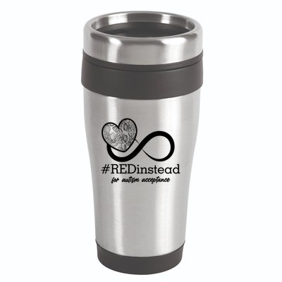 #Red Instead For Autism Acceptance 16oz Travel Tumbler