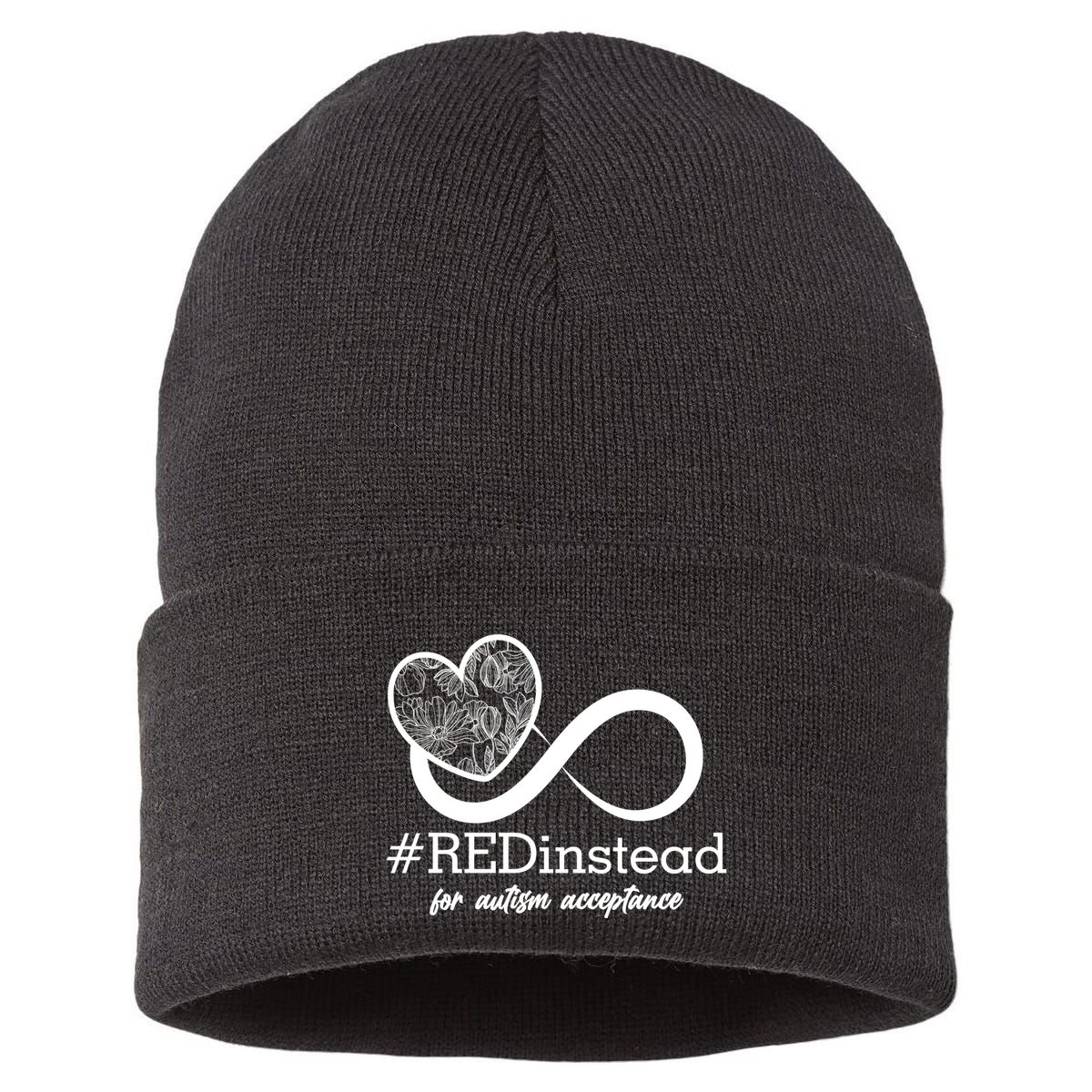 #Red Instead For Autism Acceptance Sustainable Knit Beanie
