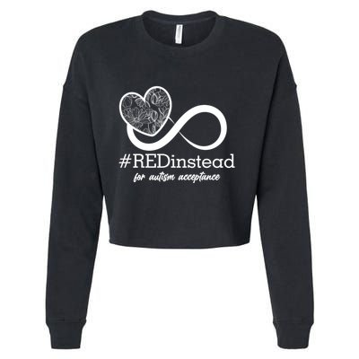 #Red Instead For Autism Acceptance Cropped Pullover Crew