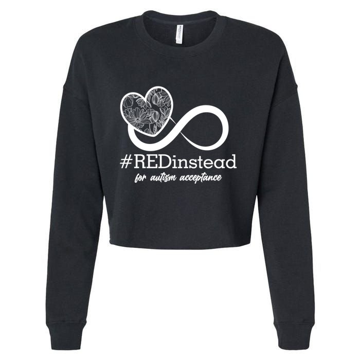 #Red Instead For Autism Acceptance Cropped Pullover Crew