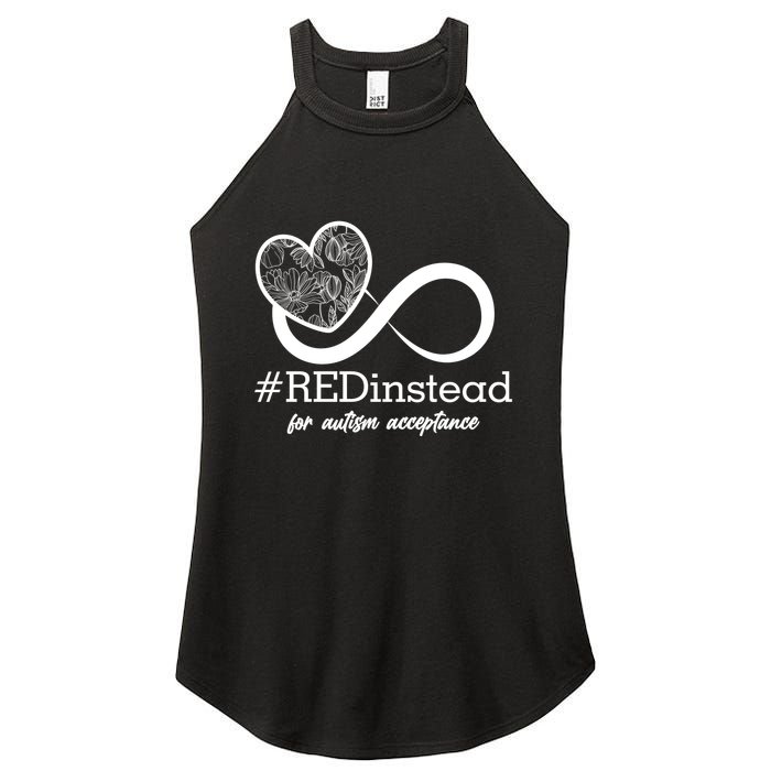 #Red Instead For Autism Acceptance Women's Perfect Tri Rocker Tank