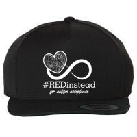 #Red Instead For Autism Acceptance Wool Snapback Cap