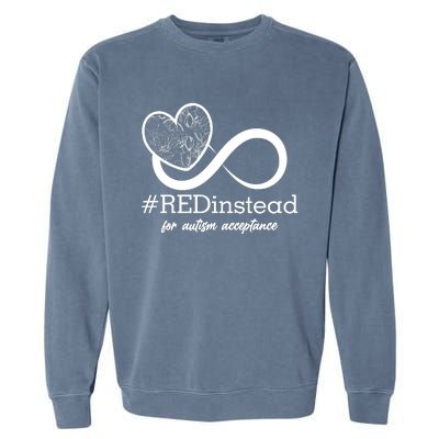 #Red Instead For Autism Acceptance Garment-Dyed Sweatshirt