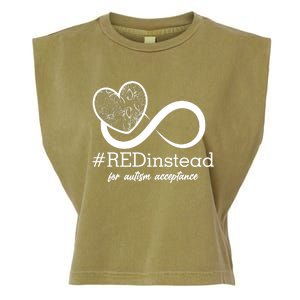 #Red Instead For Autism Acceptance Garment-Dyed Women's Muscle Tee