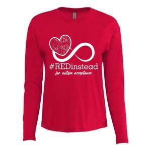 #Red Instead For Autism Acceptance Womens Cotton Relaxed Long Sleeve T-Shirt