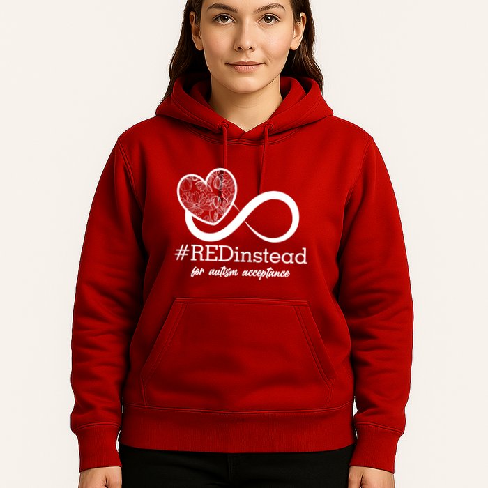 #Red Instead For Autism Acceptance Hoodie