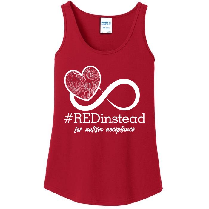 #Red Instead For Autism Acceptance Ladies Essential Tank