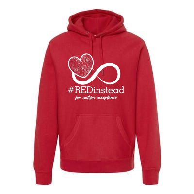 #Red Instead For Autism Acceptance Premium Hoodie