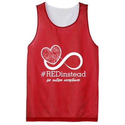 #Red Instead For Autism Acceptance Mesh Reversible Basketball Jersey Tank