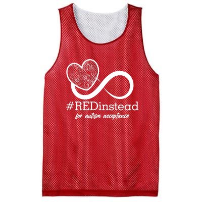 #Red Instead For Autism Acceptance Mesh Reversible Basketball Jersey Tank