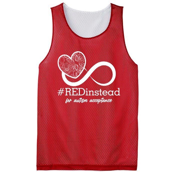 #Red Instead For Autism Acceptance Mesh Reversible Basketball Jersey Tank