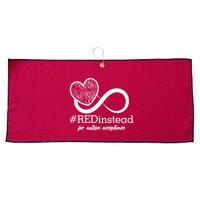 #Red Instead For Autism Acceptance Large Microfiber Waffle Golf Towel