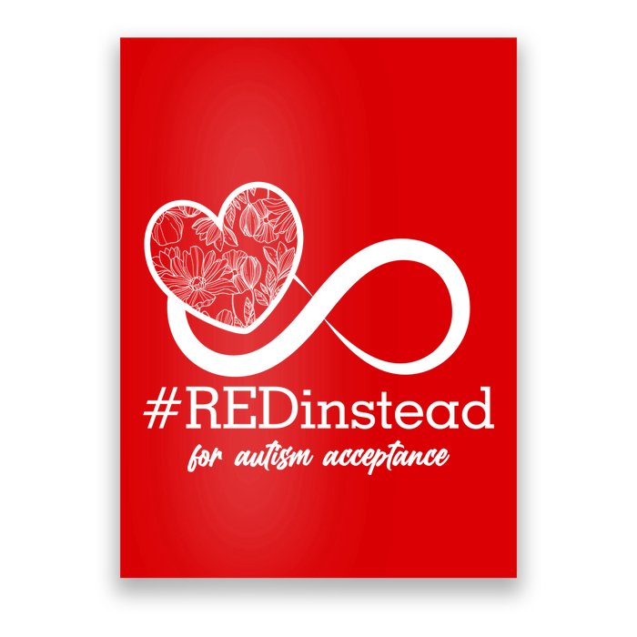 #Red Instead For Autism Acceptance Poster