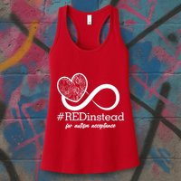 #Red Instead For Autism Acceptance Womens Tank Top