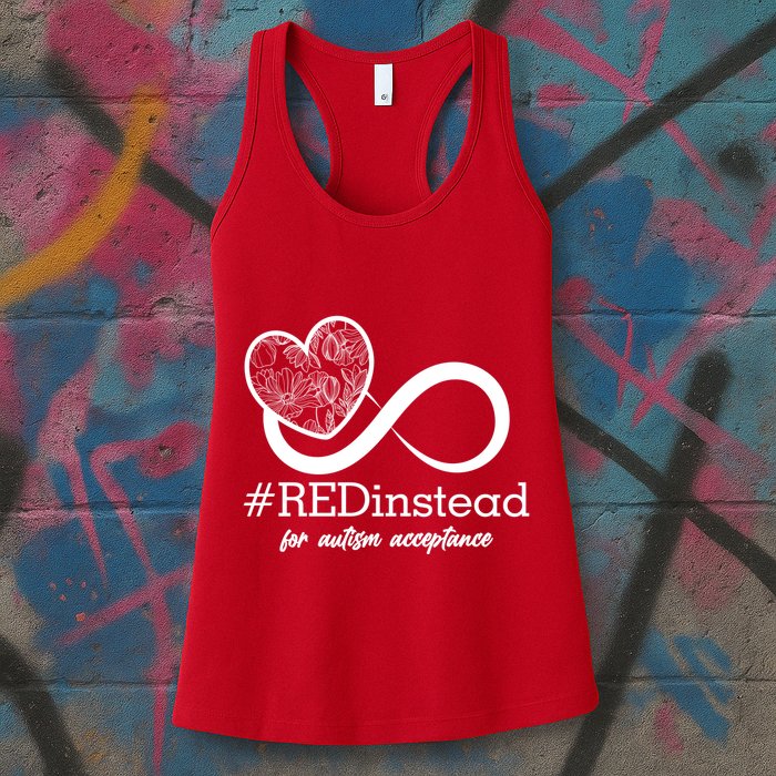 #Red Instead For Autism Acceptance Womens Tank Top