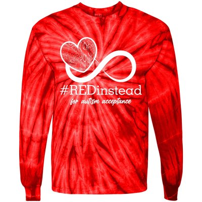 #Red Instead For Autism Acceptance Tie-Dye Long Sleeve Shirt