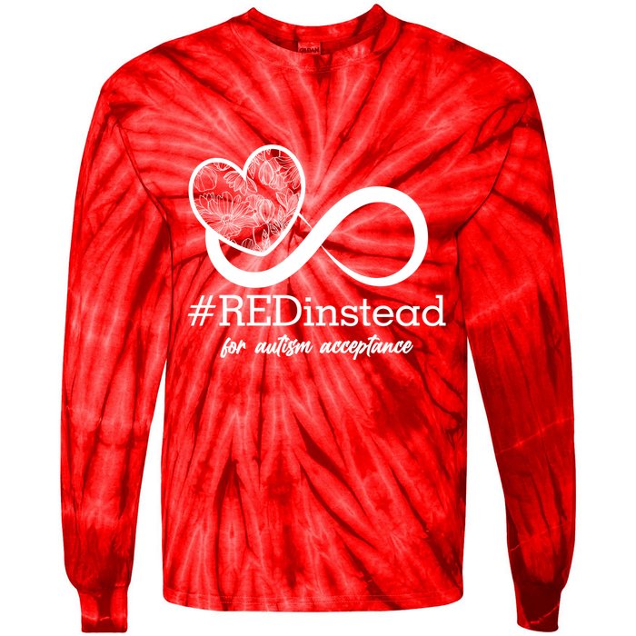 #Red Instead For Autism Acceptance Tie-Dye Long Sleeve Shirt