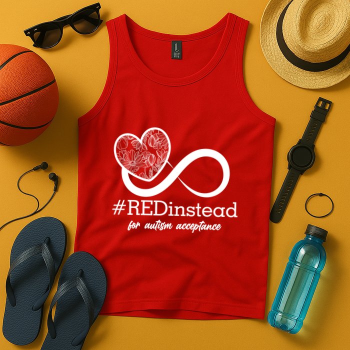 #Red Instead For Autism Acceptance Tank Top
