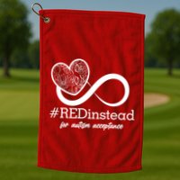 #Red Instead For Autism Acceptance Golf Towel