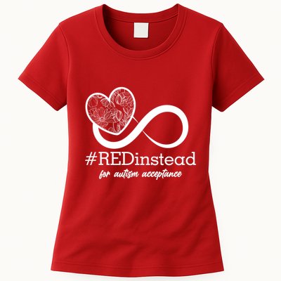 #Red Instead For Autism Acceptance Womens T-Shirt