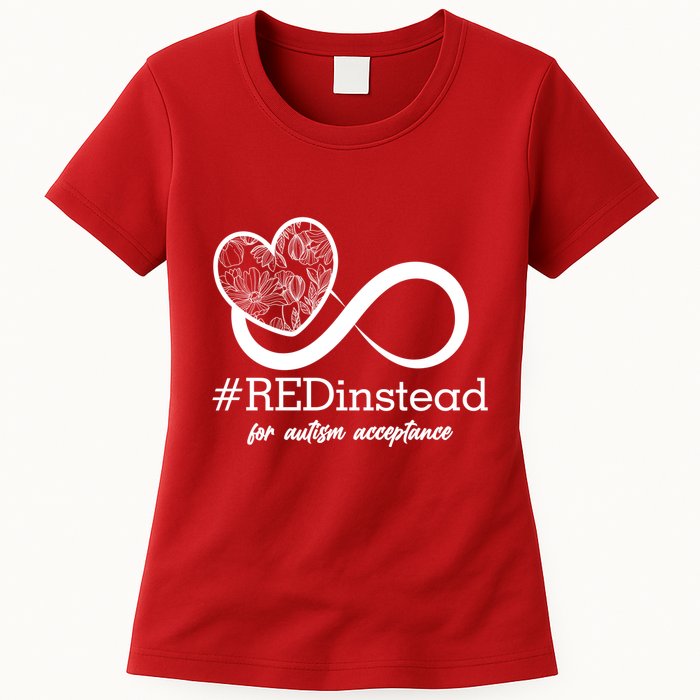 #Red Instead For Autism Acceptance Womens T-Shirt