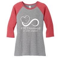 #Red Instead For Autism Acceptance Women's Tri-Blend 3/4-Sleeve Raglan Shirt