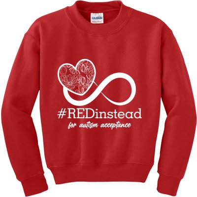 #Red Instead For Autism Acceptance Kids Sweatshirt