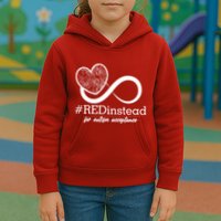 #Red Instead For Autism Acceptance Kids Hoodie