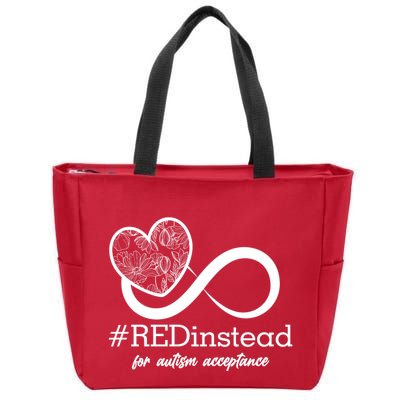 #Red Instead For Autism Acceptance Zip Tote Bag