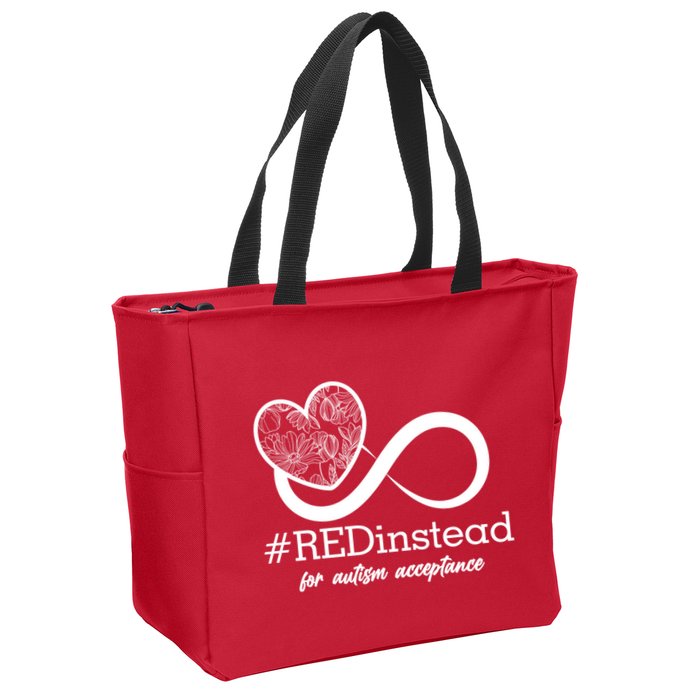 #Red Instead For Autism Acceptance Zip Tote Bag