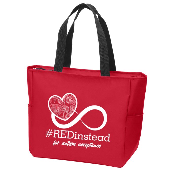 #Red Instead For Autism Acceptance Zip Tote Bag