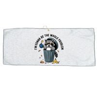 Raccoon I'm Gonna Be The Whole Problem  Large Microfiber Waffle Golf Towel