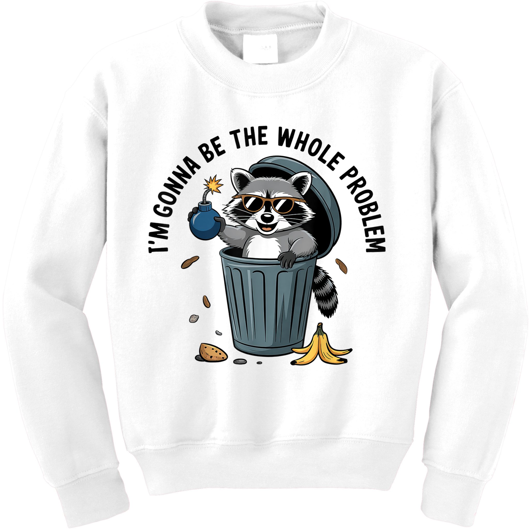 Raccoon I'm Gonna Be The Whole Problem  Kids Sweatshirt