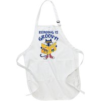 Reading Is Groovy Librarian Read Books Funny Cat Reading Lover Full-Length Apron With Pockets