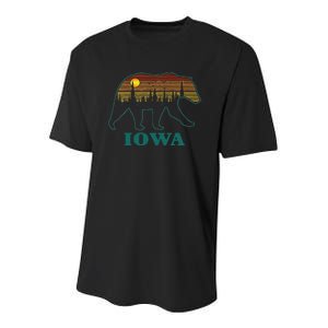 Retro Iowa Grizzly Bear Nature Camping Mountain Hiking Youth Performance Sprint T-Shirt