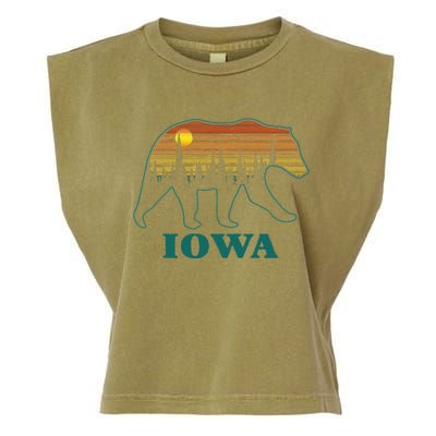 Retro Iowa Grizzly Bear Nature Camping Mountain Hiking Garment-Dyed Women's Muscle Tee