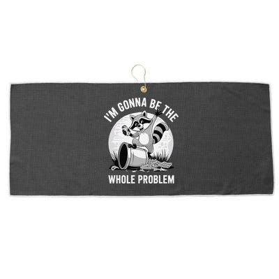 Raccoon Im Gonna Be The Whole Problem Large Microfiber Waffle Golf Towel