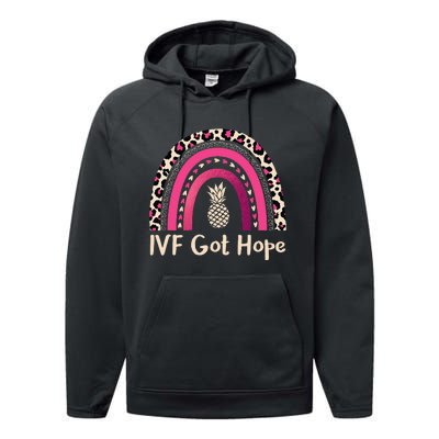 Rainbow Ivf Got Hope Ivf Pineapple For Transfer Day Performance Fleece Hoodie