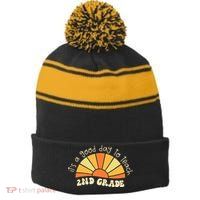 Retro Its Good Day To Teach 2nd Grade Teacher Back To School Stripe Pom Pom Beanie