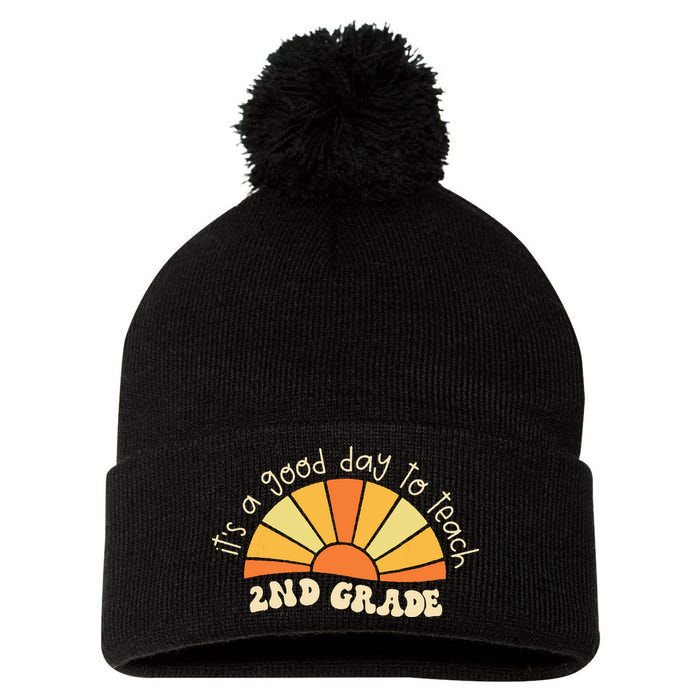 Retro Its Good Day To Teach 2nd Grade Teacher Back To School Pom Pom 12in Knit Beanie