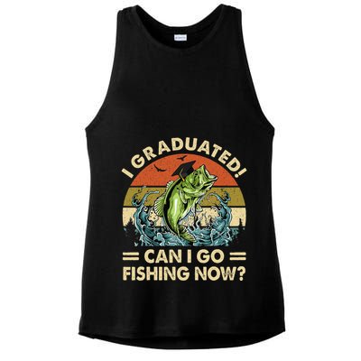 Retro I Graduated Can I Go Fishing Now Cute Graduation Ladies PosiCharge Tri-Blend Wicking Tank