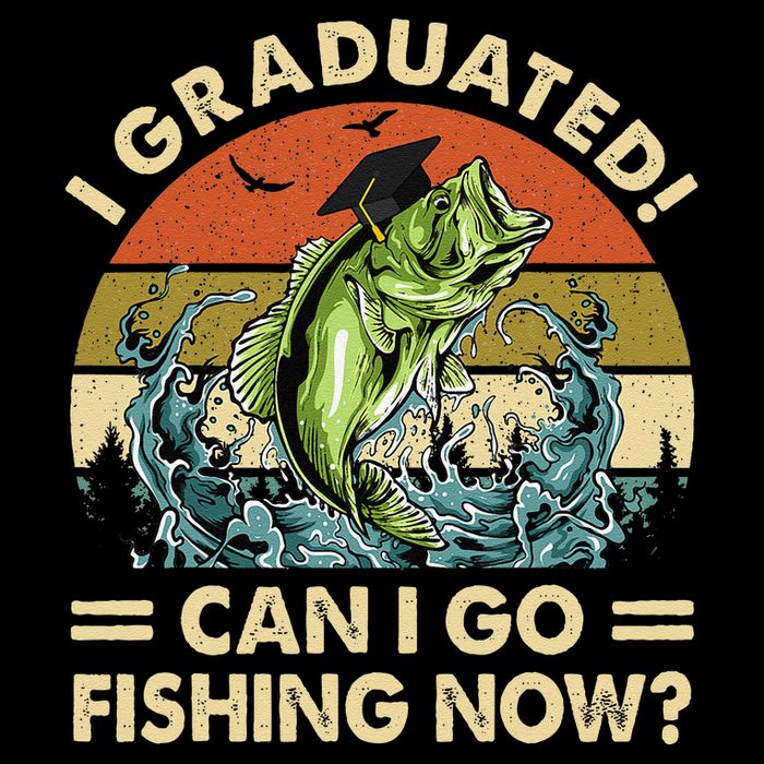 Retro I Graduated Can I Go Fishing Now Cute Graduation Flexfit Unipanel Trucker Cap