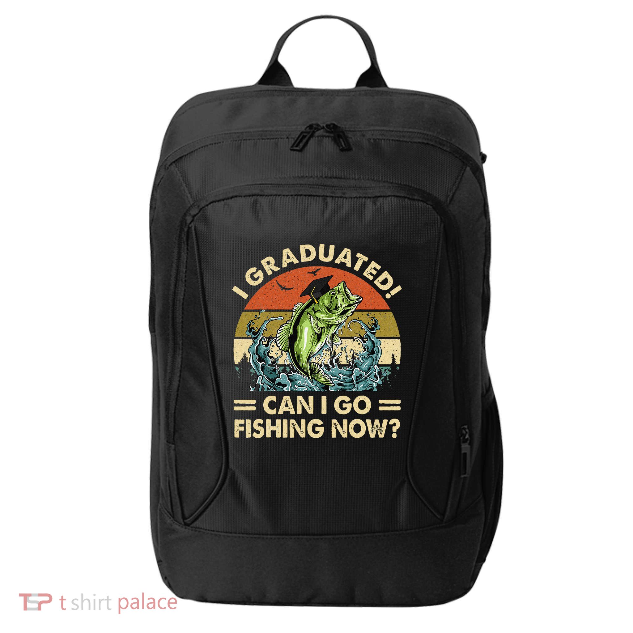 Retro I Graduated Can I Go Fishing Now Cute Graduation City Backpack