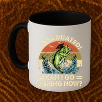 Retro I Graduated Can I Go Fishing Now Cute Graduation Mug