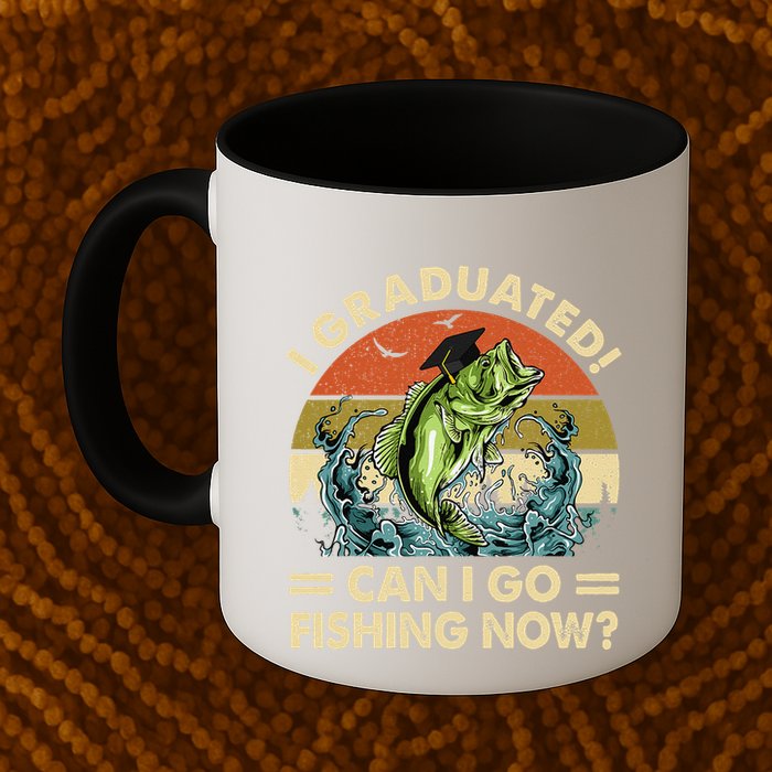 Retro I Graduated Can I Go Fishing Now Cute Graduation Mug